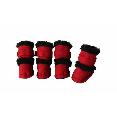 Red Shearling Duggz Shoes - Set Of 4 - MD